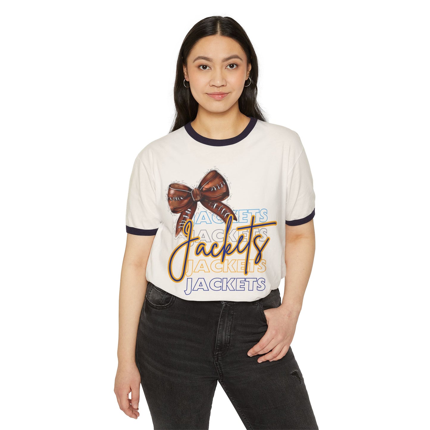 Jackets Football Bow Unisex Cotton Ringer T-Shirt